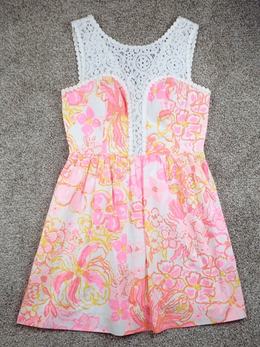 LILLY PULITZER Womens 4 RESORT WHITE HAPPINESS IS RAEGAN FIT & FLARE DRESS 20143